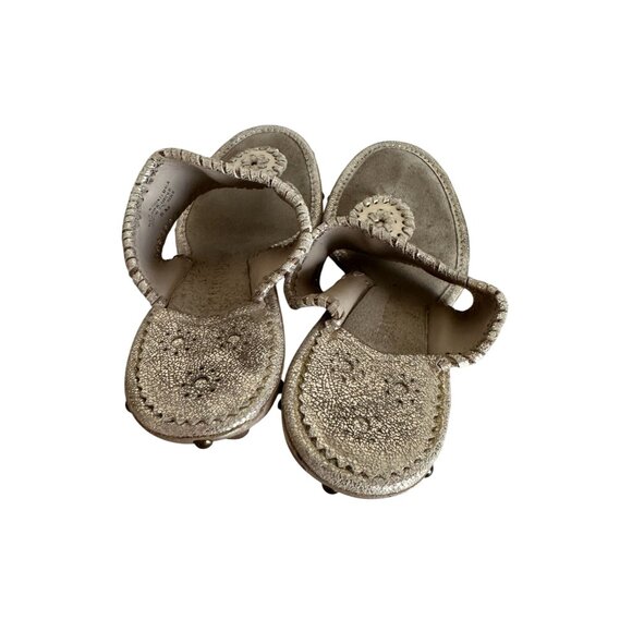 JACK ROGERS Gold Leather Platform Wedges Sandals Sz 8 - Picture 5 of 6